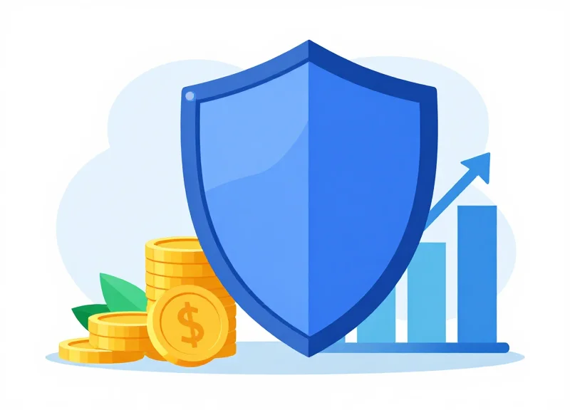 Flat vector illustration of a shield protecting assets, representing loss prevention ROI.