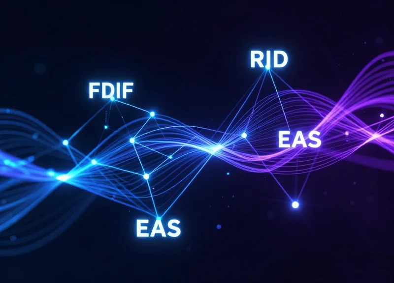 Abstract digital representation of hybrid RFID and EAS security signals.