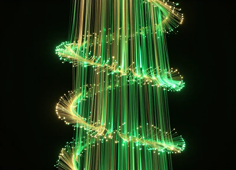 Abstract visualization of upward trending financial growth and data nodes
