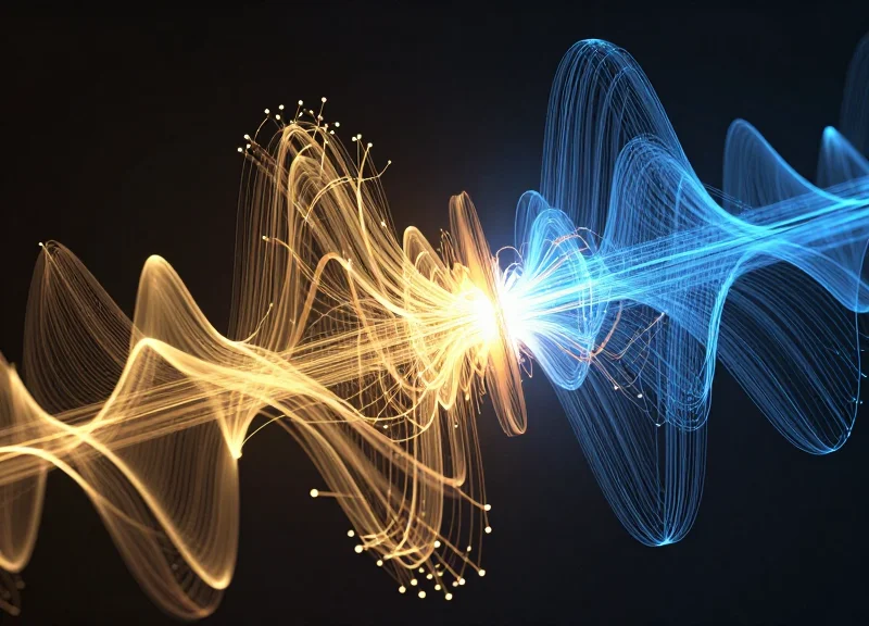 Conceptual representation of digital signal processing and noise filtering technology.