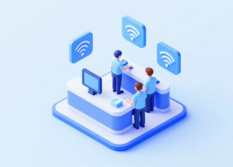 3D isometric view of a hybrid security system combining EM and RFID technology.