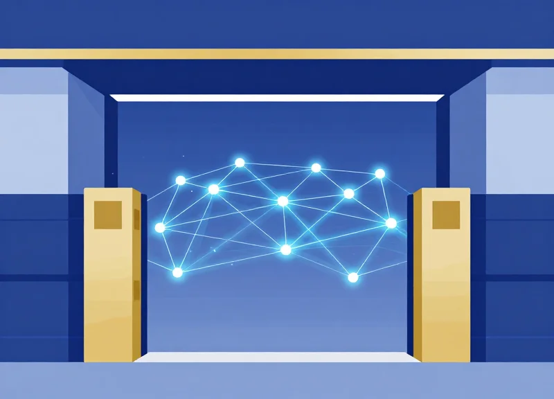 Conceptual illustration showing the evolution from traditional security gates to a glowing digital brain representing intelligence.