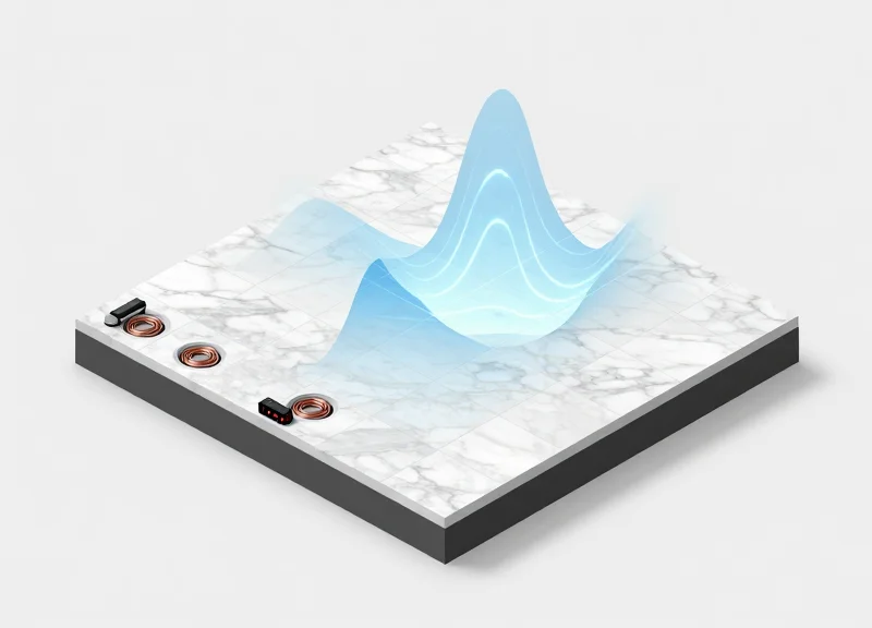 3D cross-section of a retail floor showing hidden sensors beneath the surface