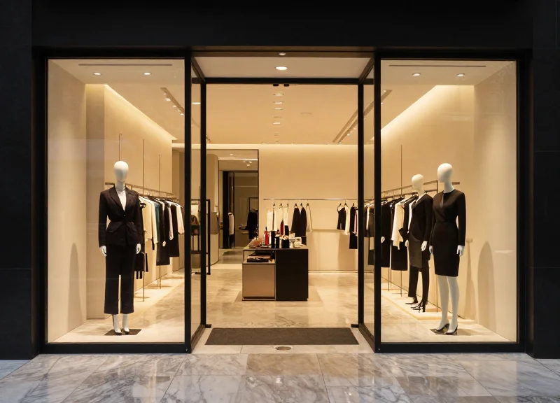 Clean and open luxury boutique entrance without security pedestals