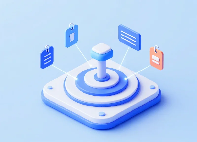 3D isometric view of a smart retail network connecting floor sensors to digital inventory icons.
