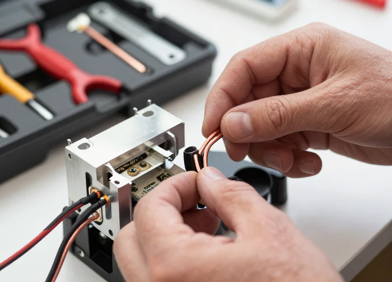 Technician grounding an electronic sensor unit