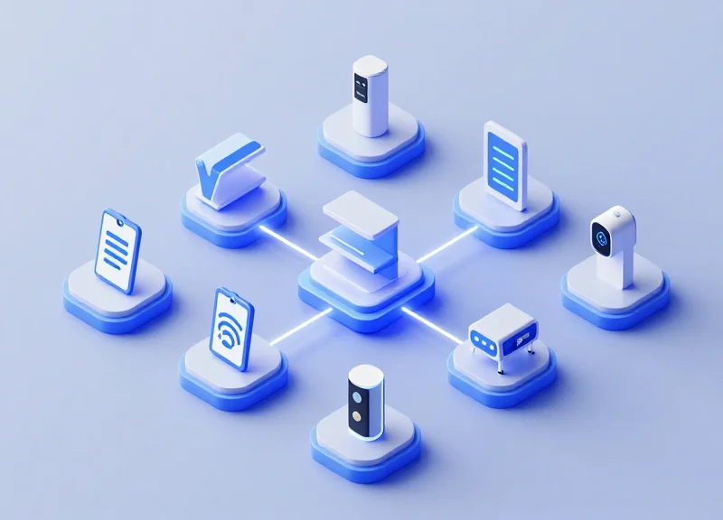 3D isometric model showing the integration of security sensors with RFID and digital tag systems.