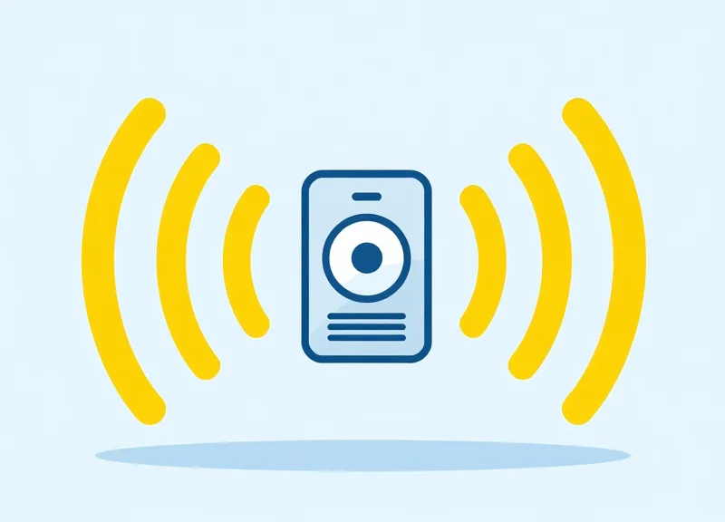 Conceptual flat vector illustration of 95dB sound waves emanating from a security device