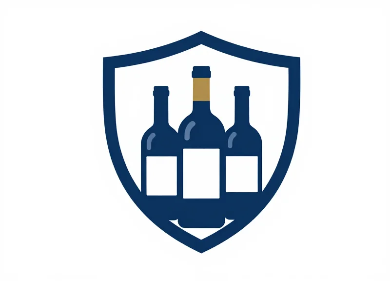 A conceptual flat vector illustration showing a protective shield around a group of wine bottles symbolizing profit protection.