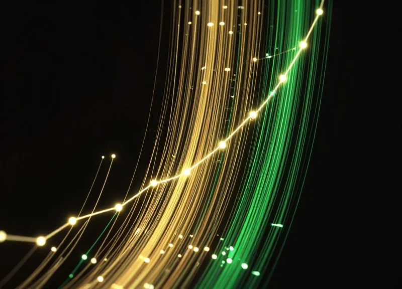 Abstract visualization of financial growth and upward trending ROI