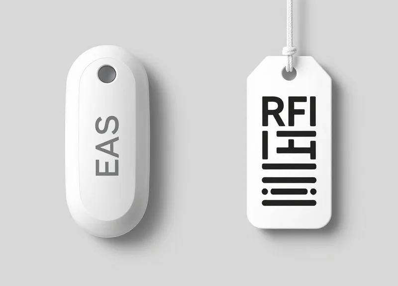 Side-by-side comparison of EAS and RFID optical security tags.