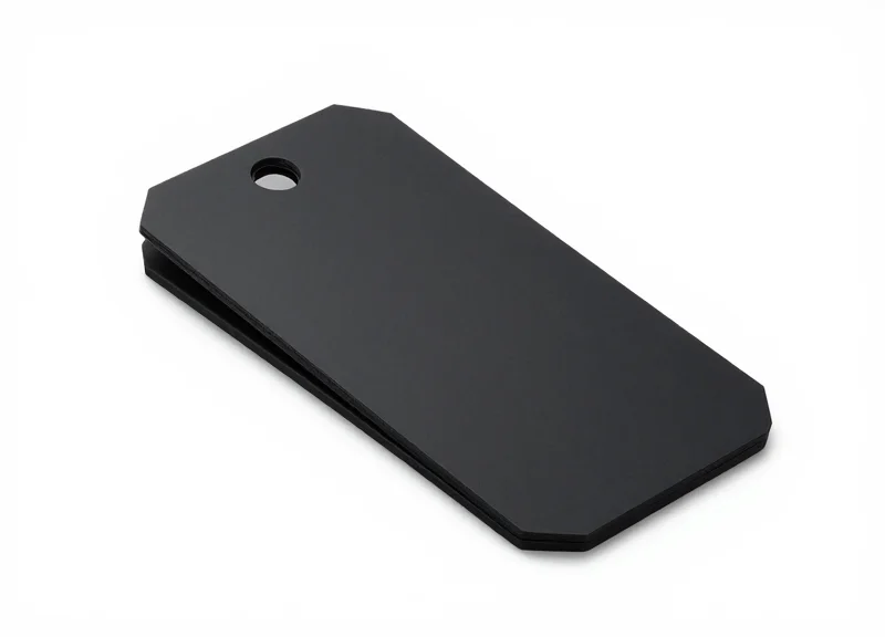 A sleek, padded security temple tag designed for delicate eyewear frames.