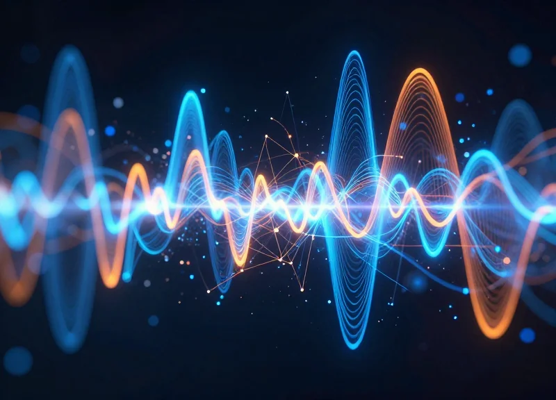 Abstract visualization of electromagnetic interference waves around a retail point of sale.