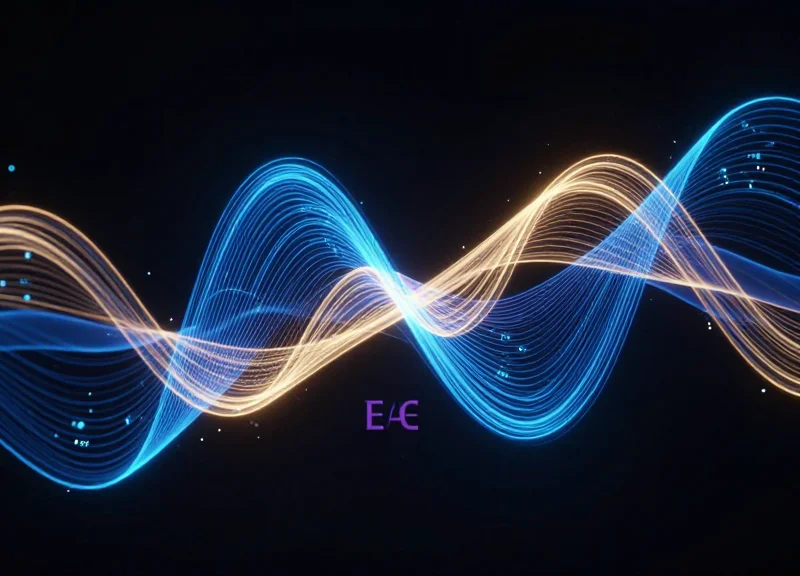 Abstract visualization of EAS and RFID technology merging through glowing energy waves.