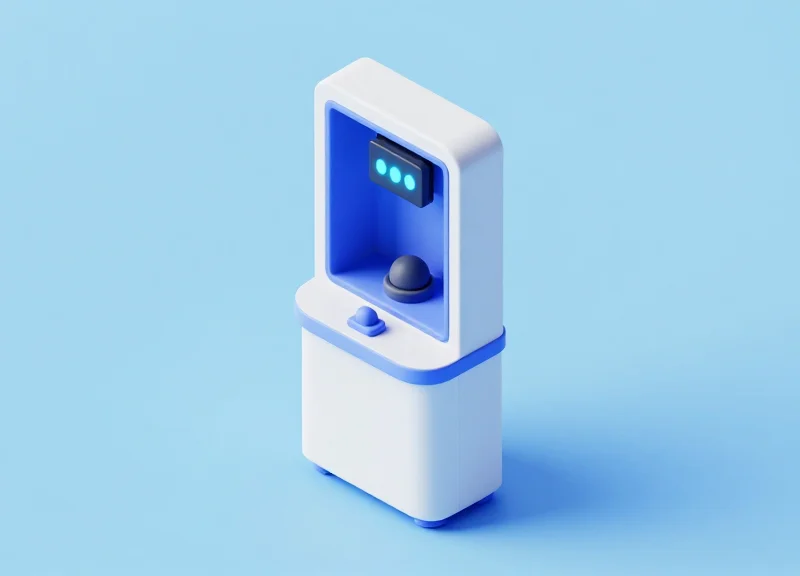 Isometric 3D view of a self-checkout kiosk with integrated internal security sensors.