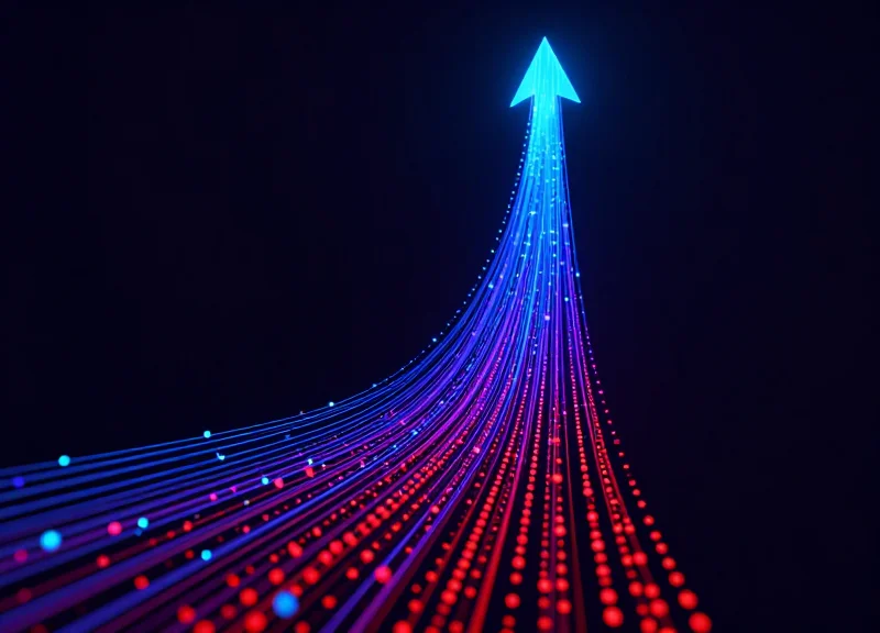 Abstract data visualization showing a significant reduction in loss through light trails.