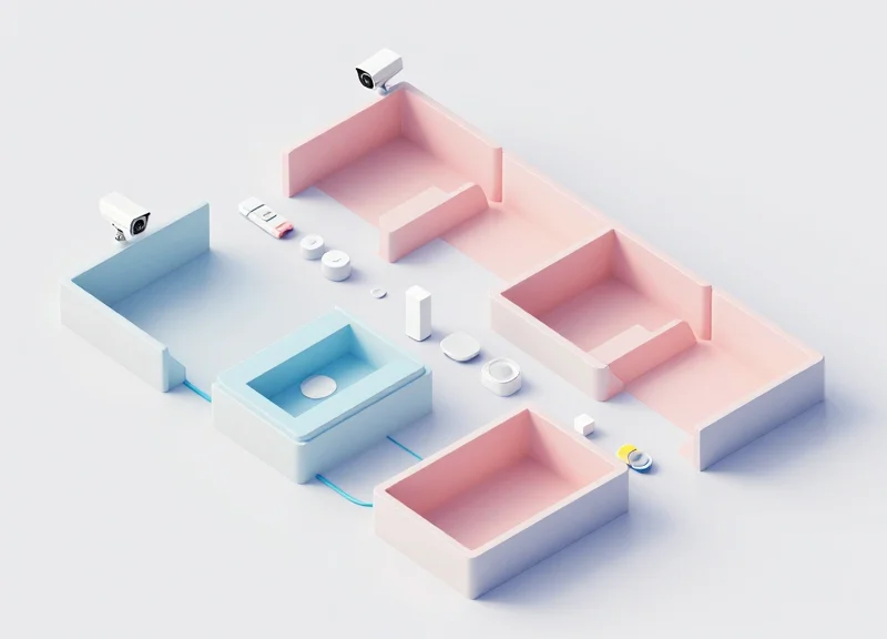 Isometric 3D roadmap model showing the steps for retail security implementation