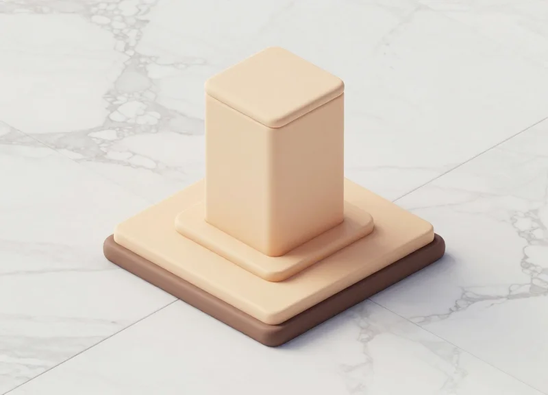 Isometric view of a security pedestal being installed on a floor without any drilling tools.