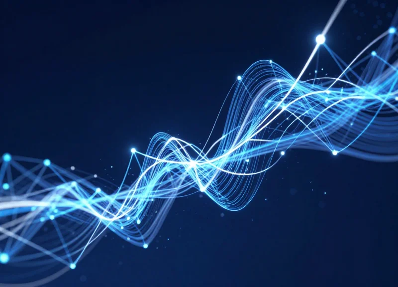 Abstract digital data visualization representing cloud-based retail security analytics.