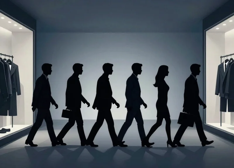 Surrealist illustration representing the shift from simple theft to organized professional shoplifting