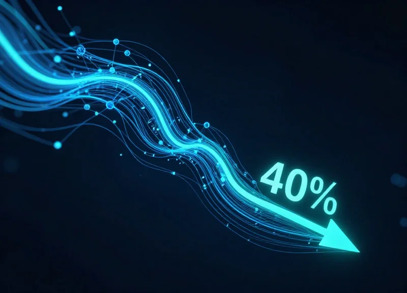 Abstract visualization of decreasing retail loss data using glowing light trails