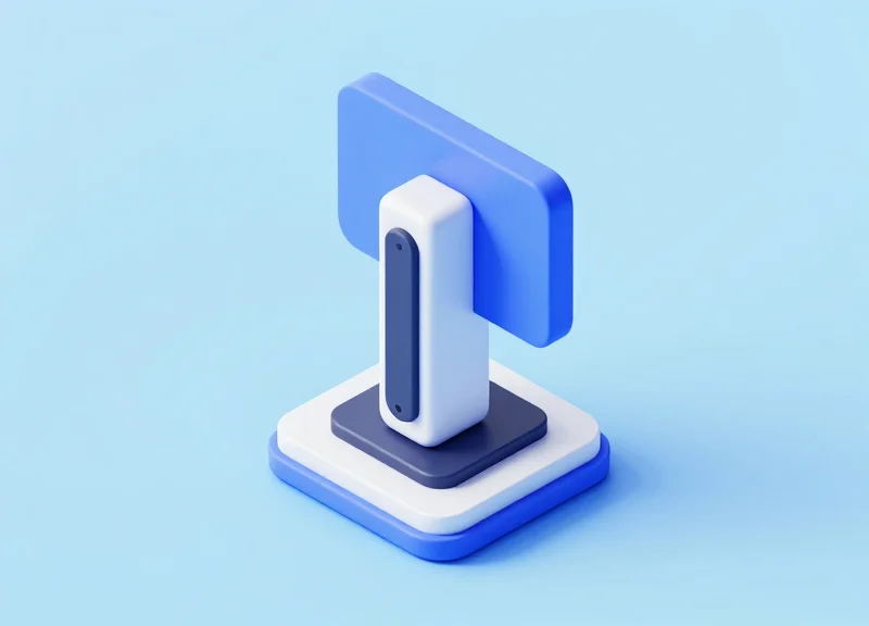 Isometric 3D illustration of an EAS sensor gateway system for retail security calibration.
