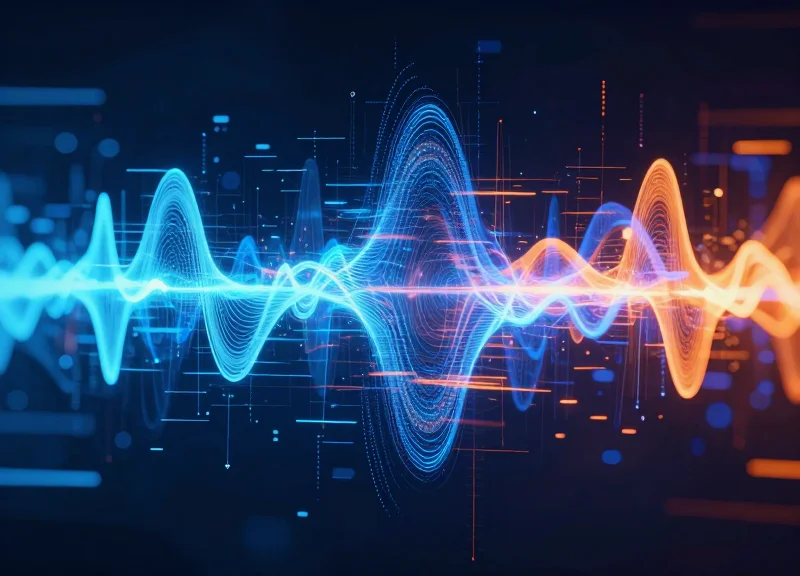 Abstract representation of electromagnetic interference waves disrupting a digital signal.