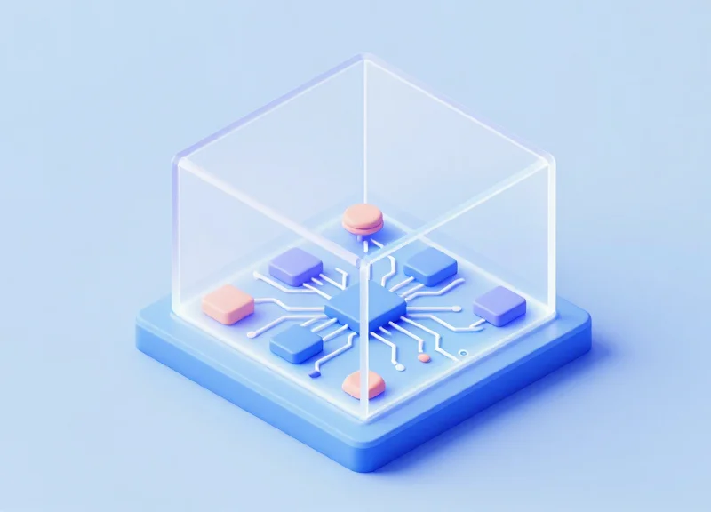 3D model of a security system module with a protective electromagnetic shield.