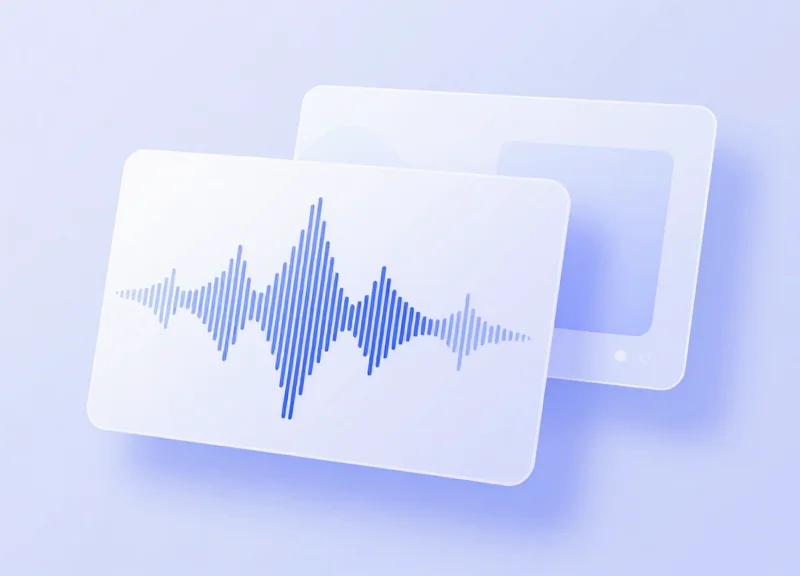 A glassmorphism-style user interface showing abstract wave filtering and clean status indicators.