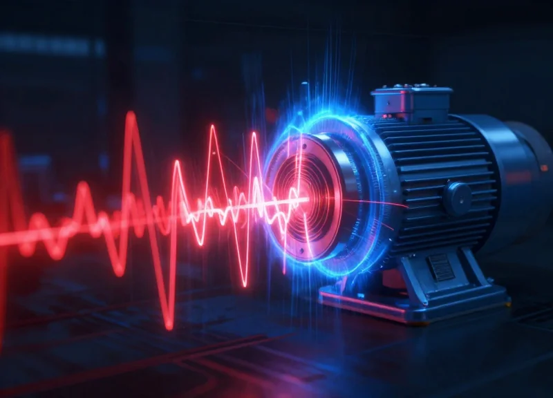Abstract visualization of EMI mitigation from industrial motors.