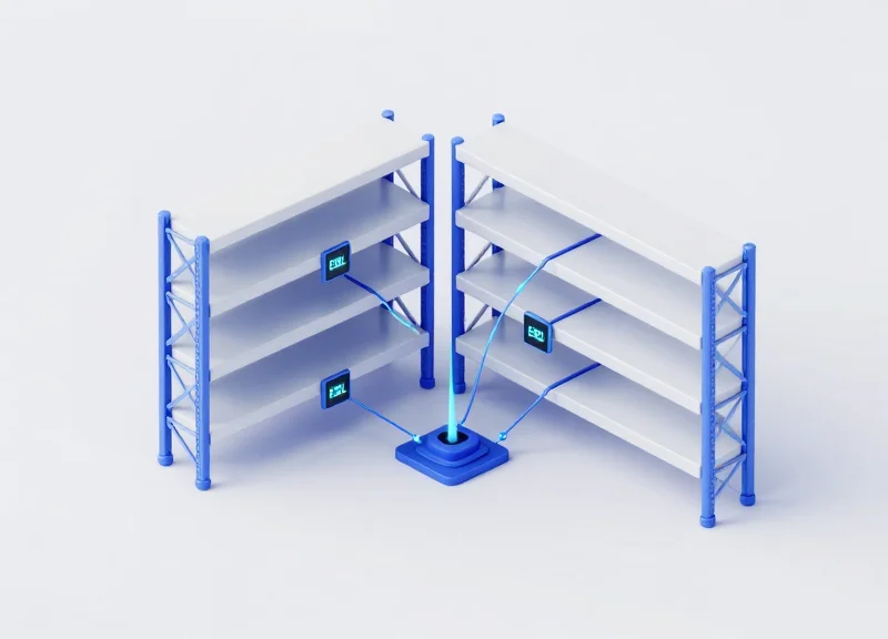 3D model of retail shelves integrated with electronic shelf labels and RFID technology