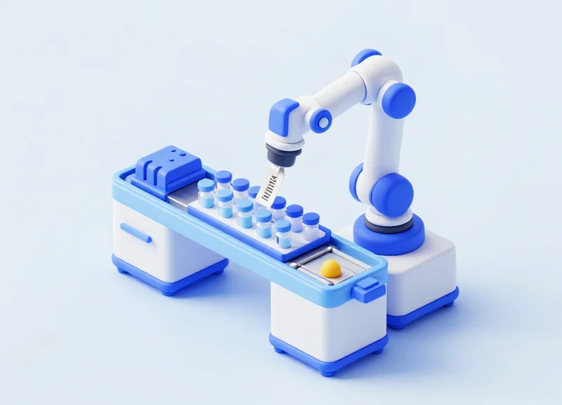 Isometric 3D view of an automated cryogenic tagging system.