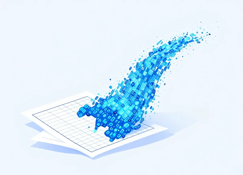 Conceptual illustration showing the transition from paper documents to a digital data stream for tracking.