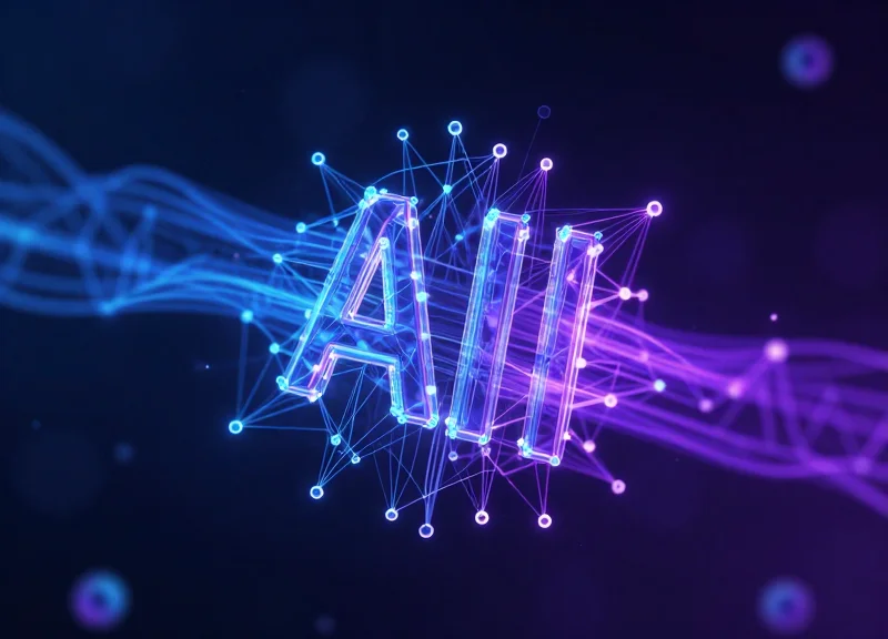 Abstract digital data visualization representing AI and IoT connectivity in 2026.
