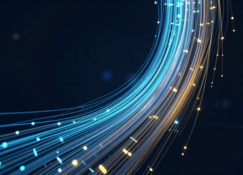 Abstract glowing data streams representing financial growth and savings