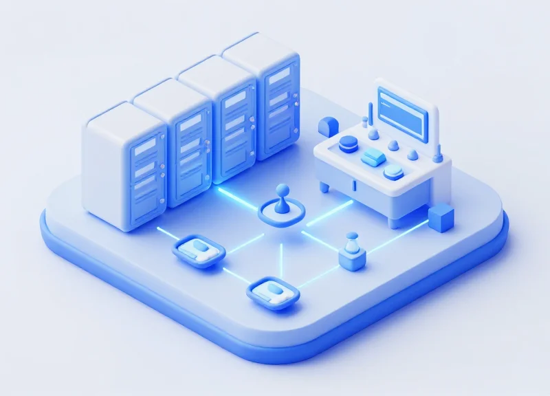 3D isometric model showing the flow of data between RFID tags and hospital information systems.