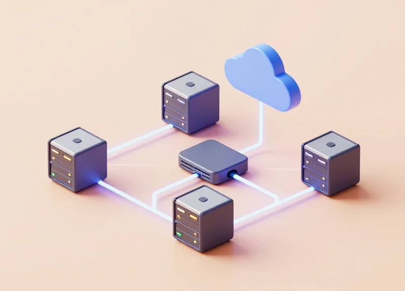 Isometric view of a retail store's network and edge computing infrastructure