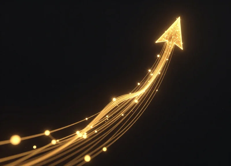 Abstract visual representing rising efficiency and growth in inventory management through RFID technology.