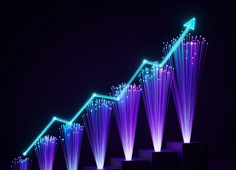 Abstract visualization of inventory data flowing from store shelves to a digital intelligence hub.