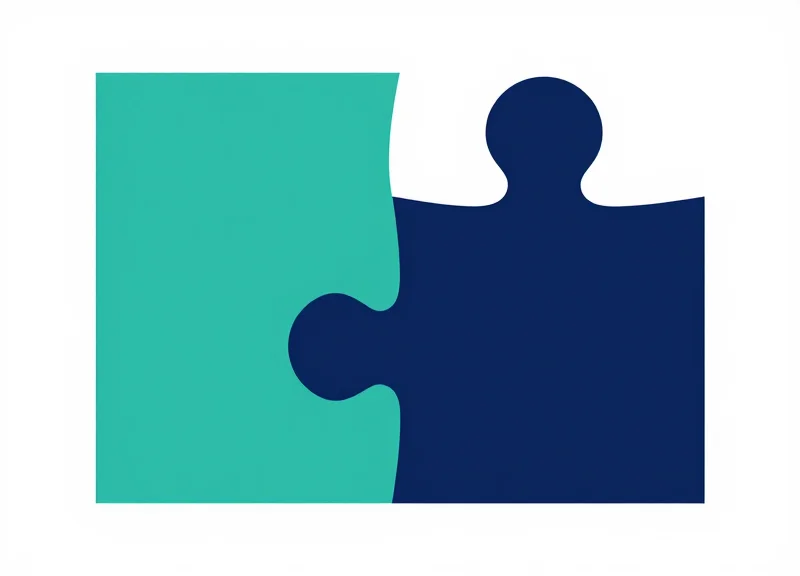 A flat vector illustration showing a puzzle piece fitting perfectly into a gap, symbolizing a size and fit solution.