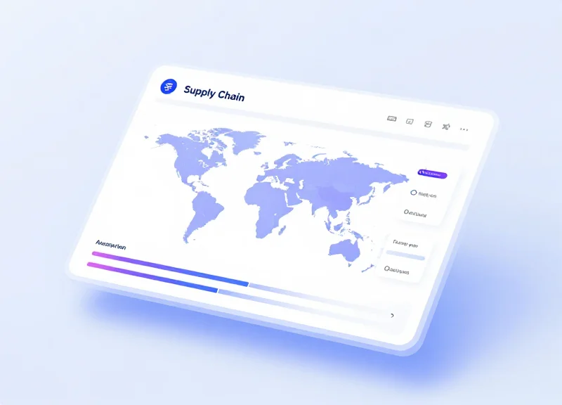 Abstract user interface mockup showing a global shipping tracking map with a glassmorphism aesthetic.