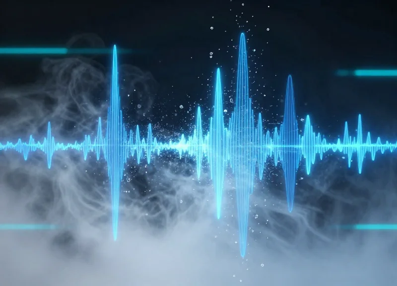 Abstract representation of radio frequency waves moving through humid air and water droplets.