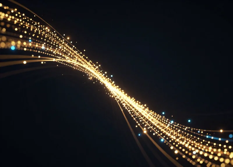Abstract visualization of a downward trending data flow representing cost reduction.
