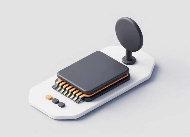Isometric 3D view of a tamper-evident RFID tag showing its internal layered security structure.