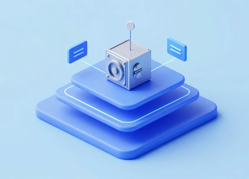 An isometric 3D model of a security network showing integrated sensors, vaults, and digital antennas.