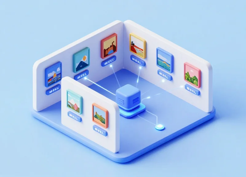 3D model of a smart gallery integrating electronic shelf labels and RFID tracking