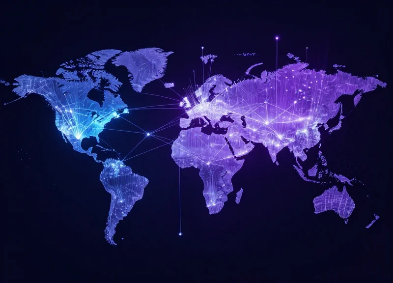 A global network map with glowing nodes representing a connected and future-proofed supply chain.