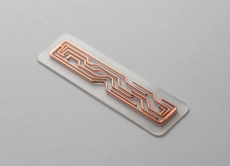 Macro view of the internal circuit structure of a bendable RFID tag