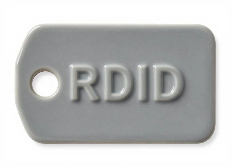 A heavy-duty ceramic RFID tag with a smooth matte finish designed for extreme environments.