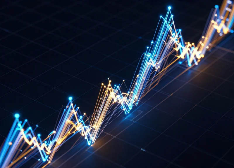 Abstract visualization of fast-moving data streams representing logistics throughput and speed.